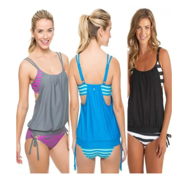 Women's Striped Two-Piece Swimsuit in Multiple Colors