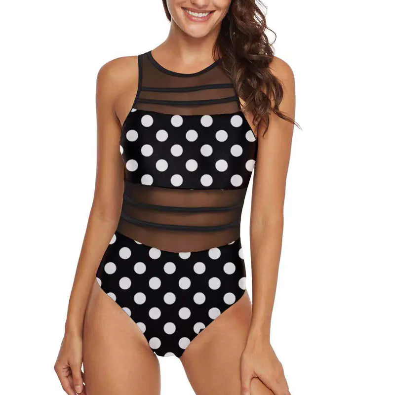 Trendy Women's Triangle Swimsuit with Sheer Mesh Design