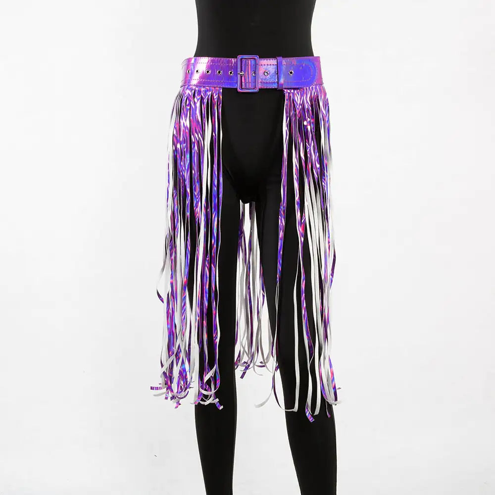 PU Leather Fringe Skirt for Nightclub Costumes