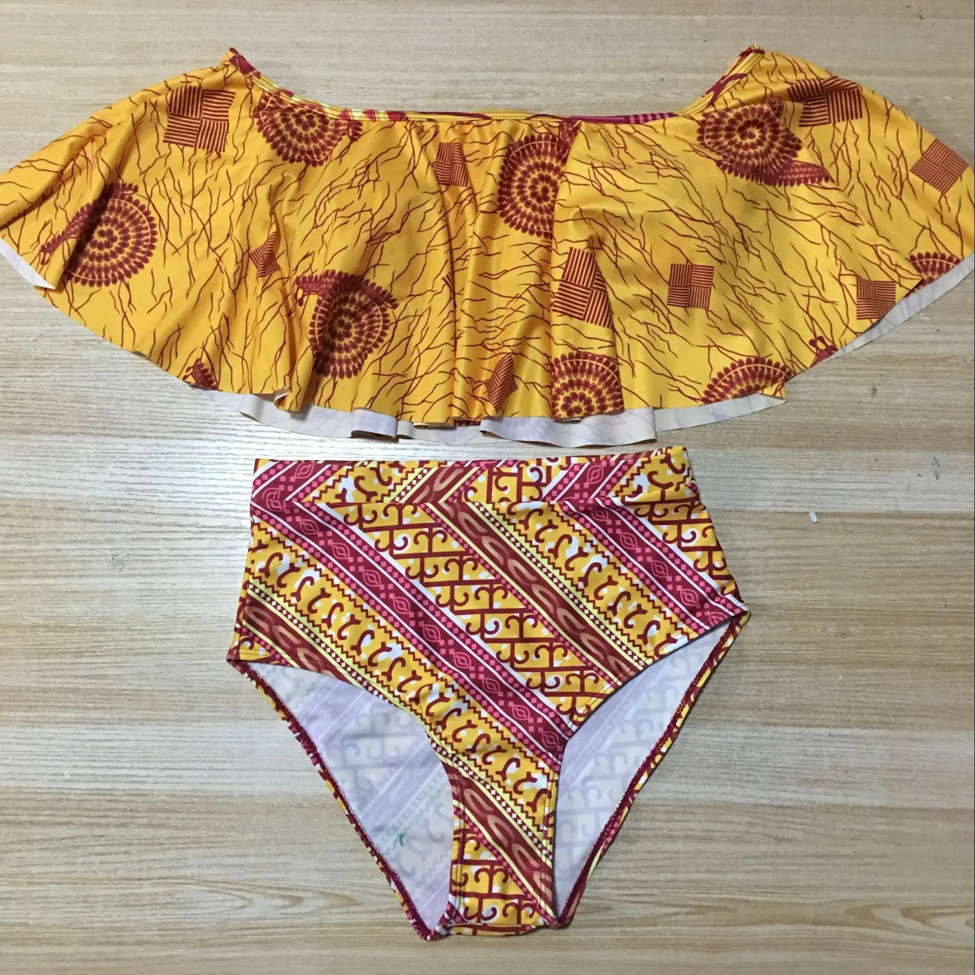 Plus Size Bikini Swimsuit with Ruffle Trim Design