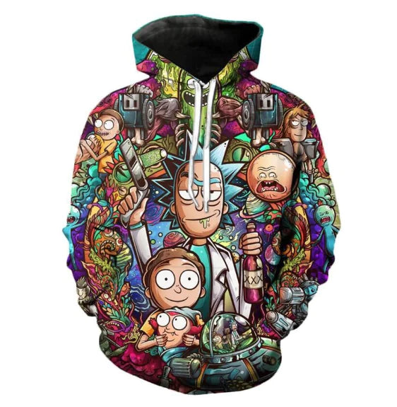 Rick and Morty 3D Printed Anime Hoodie, Loose Fit