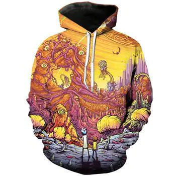 Rick and Morty 3D Printed Anime Hoodie, Loose Fit