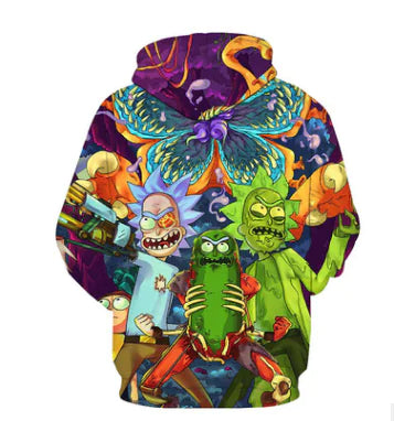 Rick and Morty 3D Printed Anime Hoodie, Loose Fit