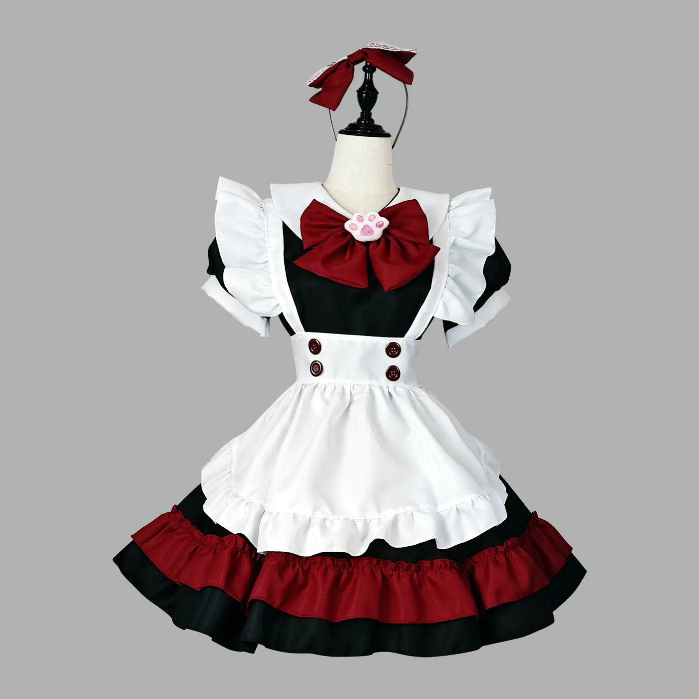Gothic Lolita Black and Red Maid Anime Costume