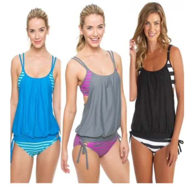 Women's Striped Two-Piece Swimsuit in Multiple Colors