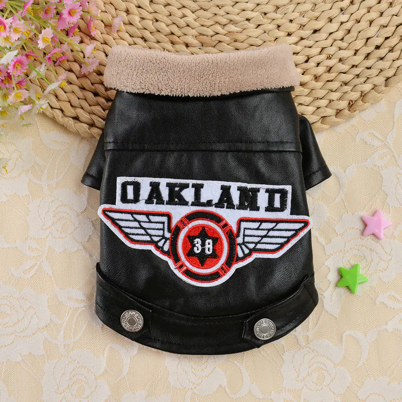 Embroidered Casual Leather Dog Clothes for Pets