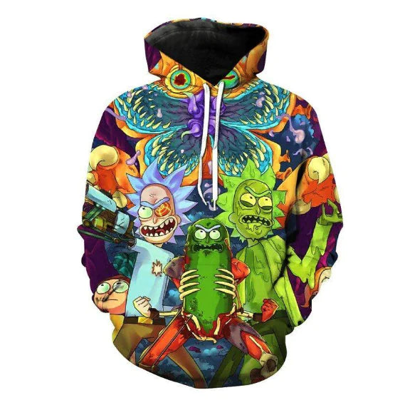 Rick and Morty 3D Printed Anime Hoodie, Loose Fit