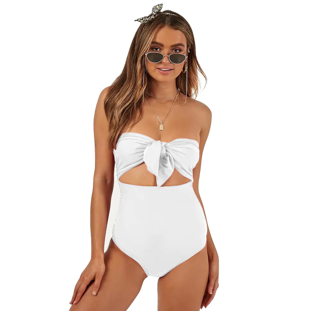 High Waist Knot Strapless Sexy Swimsuit Bikini