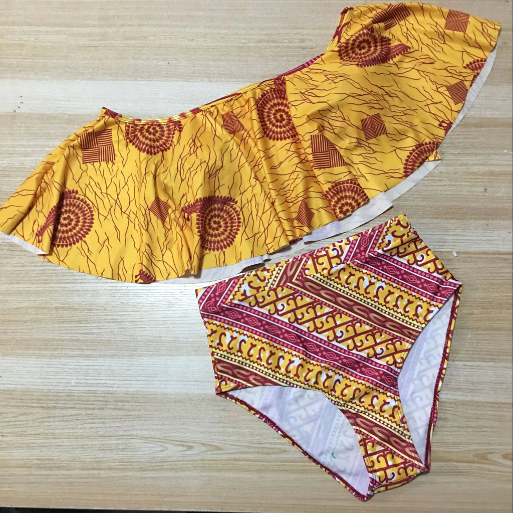 Plus Size Bikini Swimsuit with Ruffle Trim Design